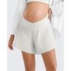 image:imageG4Free Chillwhisp Built in Brief Maternity Athletic Shorts with Inner Pockets Cross Waist Pregnancy ShortsWhite