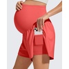 image:imageG4Free Chillwhisp Maternity Flowy Shorts for Women Pregnancy Skort with Pocket Builtin Brief LinerRust Orange