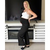 image:imageG4Free EverGoing Maternity Dress Yoga Pants with Pockets Over The Belly Stretchy Work Slack Pregnancy Wide Leg TrousersBlack