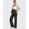 image:imageG4Free EverGoing Maternity Dress Yoga Pants with Pockets Over The Belly Stretchy Work Slack Pregnancy Wide Leg TrousersBlack