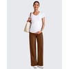 image:imageG4Free EverGoing Maternity Dress Yoga Pants with Pockets Over The Belly Stretchy Work Slack Pregnancy Wide Leg TrousersDark Coffee