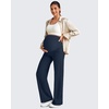 image:imageG4Free EverGoing Maternity Dress Yoga Pants with Pockets Over The Belly Stretchy Work Slack Pregnancy Wide Leg TrousersDark Navy