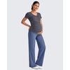 image:imageG4Free EverGoing Maternity Dress Yoga Pants with Pockets Over The Belly Stretchy Work Slack Pregnancy Wide Leg TrousersDenim Blue