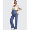 image:imageG4Free EverGoing Maternity Dress Yoga Pants with Pockets Over The Belly Stretchy Work Slack Pregnancy Wide Leg TrousersDenim Blue