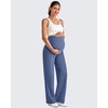 image:imageG4Free EverGoing Maternity Dress Yoga Pants with Pockets Over The Belly Stretchy Work Slack Pregnancy Wide Leg TrousersDenim Blue