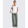 image:imageG4Free EverGoing Maternity Dress Yoga Pants with Pockets Over The Belly Stretchy Work Slack Pregnancy Wide Leg TrousersGray Sage