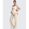 image:imageG4Free EverGoing Maternity Dress Yoga Pants with Pockets Over The Belly Stretchy Work Slack Pregnancy Wide Leg TrousersLight Khaki