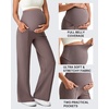 image:imageG4Free EverGoing Maternity Dress Yoga Pants with Pockets Over The Belly Stretchy Work Slack Pregnancy Wide Leg TrousersTaupe
