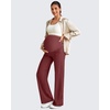 image:imageG4Free EverGoing Maternity Dress Yoga Pants with Pockets Over The Belly Stretchy Work Slack Pregnancy Wide Leg TrousersWine
