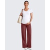 image:imageG4Free EverGoing Maternity Dress Yoga Pants with Pockets Over The Belly Stretchy Work Slack Pregnancy Wide Leg TrousersWine