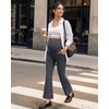image:imageG4Free EverGoing Maternity Flare Leggings with Pockets Over The Belly Pregnancy Work Ankle Pants 252729Dark Gray