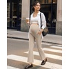 image:imageG4Free EverGoing Maternity Flare Leggings with Pockets Over The Belly Pregnancy Work Ankle Pants 252729Light Khaki
