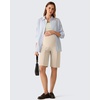 image:imageG4Free EverGoing Maternity Shorts with Pockets Over The Belly Stretchy Pregnancy Casual Workout Activewear 6 10Light Khaki