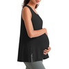 image:imageG4Free Lyocell Side Slits Maternity Tank Tops Crewneck Pregnancy Sleeveless Workout Shirts Loose FitBlack