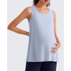 image:imageG4Free Lyocell Side Slits Maternity Tank Tops Crewneck Pregnancy Sleeveless Workout Shirts Loose FitLight Denim