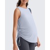 image:imageG4Free Lyocell Side Slits Maternity Tank Tops Crewneck Pregnancy Sleeveless Workout Shirts Loose FitLight Denim