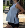 image:imageG4Free Lyocell Side Slits Maternity Tank Tops Crewneck Pregnancy Sleeveless Workout Shirts Loose FitLight Denim