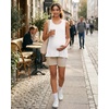 image:imageG4Free Lyocell Side Slits Maternity Tank Tops Crewneck Pregnancy Sleeveless Workout Shirts Loose FitPure White