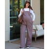image:imageG4Free ShiftReady Maternity Overalls Adjustable Strap Overalls Pregnancy Jumpsuits Wide Leg Pants with PocketsTaupe