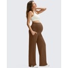 image:imageG4Free ShiftReady Maternity Pants with Pockets Casual Over The Belly Pregnancy Wide Leg Daily TrousersDark Coffee