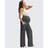 image:imageG4Free ShiftReady Maternity Pants with Pockets Casual Over The Belly Pregnancy Wide Leg Daily TrousersDark Gray