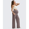 image:imageG4Free ShiftReady Maternity Pants with Pockets Casual Over The Belly Pregnancy Wide Leg Daily TrousersTaupe