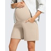 image:imageG4Free ShiftReady Maternity Work Shorts with Pockets Over The Belly Pregnancy Summer Office ClothesLight Khaki