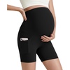 image:imageG4Free Barefeel Maternity Biker Shorts with Pockets Over The Belly Legging Pregnancy Yoga Pants Athletic Workout 5 85Black