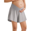 image:imageG4Free Chillwhisp Built in Brief Maternity Athletic Shorts with Inner Pockets Cross Waist Pregnancy ShortsChime Gray