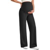 image:imageG4Free EverGoing Maternity Dress Yoga Pants with Pockets Over The Belly Stretchy Work Slack Pregnancy Wide Leg TrousersBlack