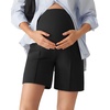 image:imageG4Free EverGoing Maternity Shorts with Pockets Over The Belly Stretchy Pregnancy Casual Workout Activewear 6 10Black