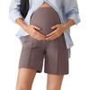 image:imageG4Free EverGoing Maternity Shorts with Pockets Over The Belly Stretchy Pregnancy Casual Workout Activewear 6 10Taupe
