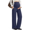 image:imageG4Free ShiftReady Maternity Pants with Pockets Casual Over The Belly Pregnancy Wide Leg Daily TrousersDark Navy