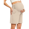 image:imageG4Free ShiftReady Maternity Work Shorts with Pockets Over The Belly Pregnancy Summer Office ClothesLight Khaki