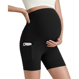 image:imageG4Free Barefeel Maternity Biker Shorts with Pockets Over The Belly Legging Pregnancy Yoga Pants Athletic Workout 5 85Black