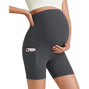 image:imageG4Free Barefeel Maternity Biker Shorts with Pockets Over The Belly Legging Pregnancy Yoga Pants Athletic Workout 5 85Dark Gray