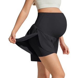 image:imageG4Free Chillwhisp Maternity Flowy Shorts for Women Pregnancy Skort with Pocket Builtin Brief LinerBlack