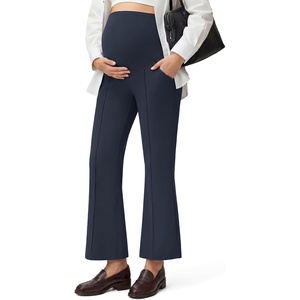 image:imageG4Free EverGoing Maternity Flare Leggings with Pockets Over The Belly Pregnancy Work Ankle Pants 252729Dark Navy