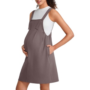 image:imageG4Free EverGoing Maternity Overall Dress Adjustable Straps Pregnancy Jumpsuits Dresses with Pockets Casual WorkTaupe