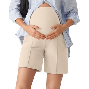 image:imageG4Free EverGoing Maternity Shorts with Pockets Over The Belly Stretchy Pregnancy Casual Workout Activewear 6 10Light Khaki
