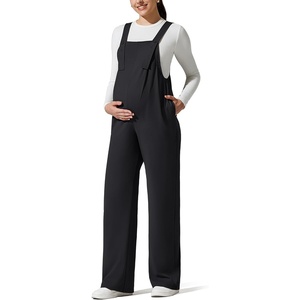 image:imageG4Free ShiftReady Maternity Overalls Adjustable Strap Overalls Pregnancy Jumpsuits Wide Leg Pants with PocketsBlack