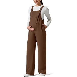 image:imageG4Free ShiftReady Maternity Overalls Adjustable Strap Overalls Pregnancy Jumpsuits Wide Leg Pants with PocketsDark Coffee