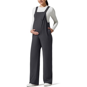 image:imageG4Free ShiftReady Maternity Overalls Adjustable Strap Overalls Pregnancy Jumpsuits Wide Leg Pants with PocketsDark Gray