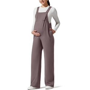 image:imageG4Free ShiftReady Maternity Overalls Adjustable Strap Overalls Pregnancy Jumpsuits Wide Leg Pants with PocketsTaupe