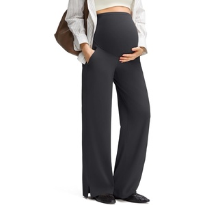 image:imageG4Free ShiftReady Maternity Pants with Pockets Casual Over The Belly Pregnancy Wide Leg Daily TrousersBlack