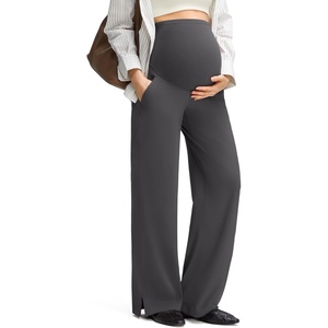 image:imageG4Free ShiftReady Maternity Pants with Pockets Casual Over The Belly Pregnancy Wide Leg Daily TrousersDark Gray