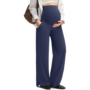 image:imageG4Free ShiftReady Maternity Pants with Pockets Casual Over The Belly Pregnancy Wide Leg Daily TrousersDark Navy