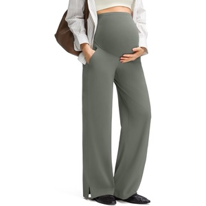 image:imageG4Free ShiftReady Maternity Pants with Pockets Casual Over The Belly Pregnancy Wide Leg Daily TrousersGray Sage
