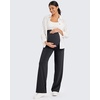 image:imageG4Free EverGoing Maternity Pants Over the Belly Yoga Dress Work Stretchy Lounge Pregnancy Wide Leg Trousers with PocketsBlack