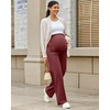 image:imageG4Free EverGoing Maternity Pants Over the Belly Yoga Dress Work Stretchy Lounge Pregnancy Wide Leg Trousers with PocketsDark Burgundy